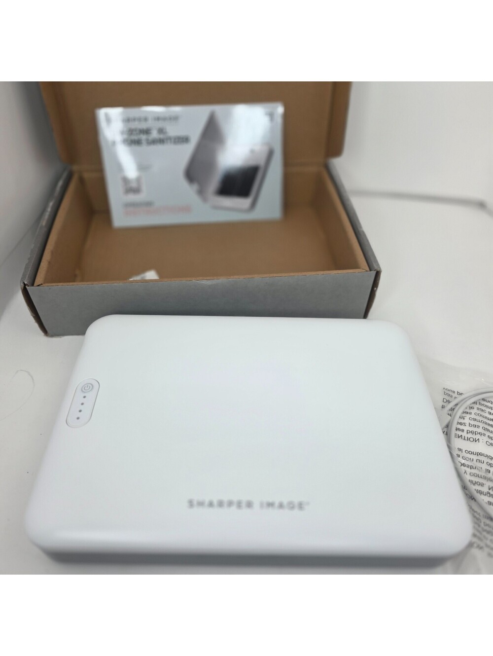Sharper Image UV-Zone Phone Sanitizer Portable UVC Light Charger White PST01106